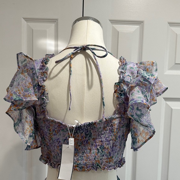 NWT Astr The Label Lilac Floral Cutout Chiffon Maxi Wedding Guest Dress Size XL - Picture 9 of 14